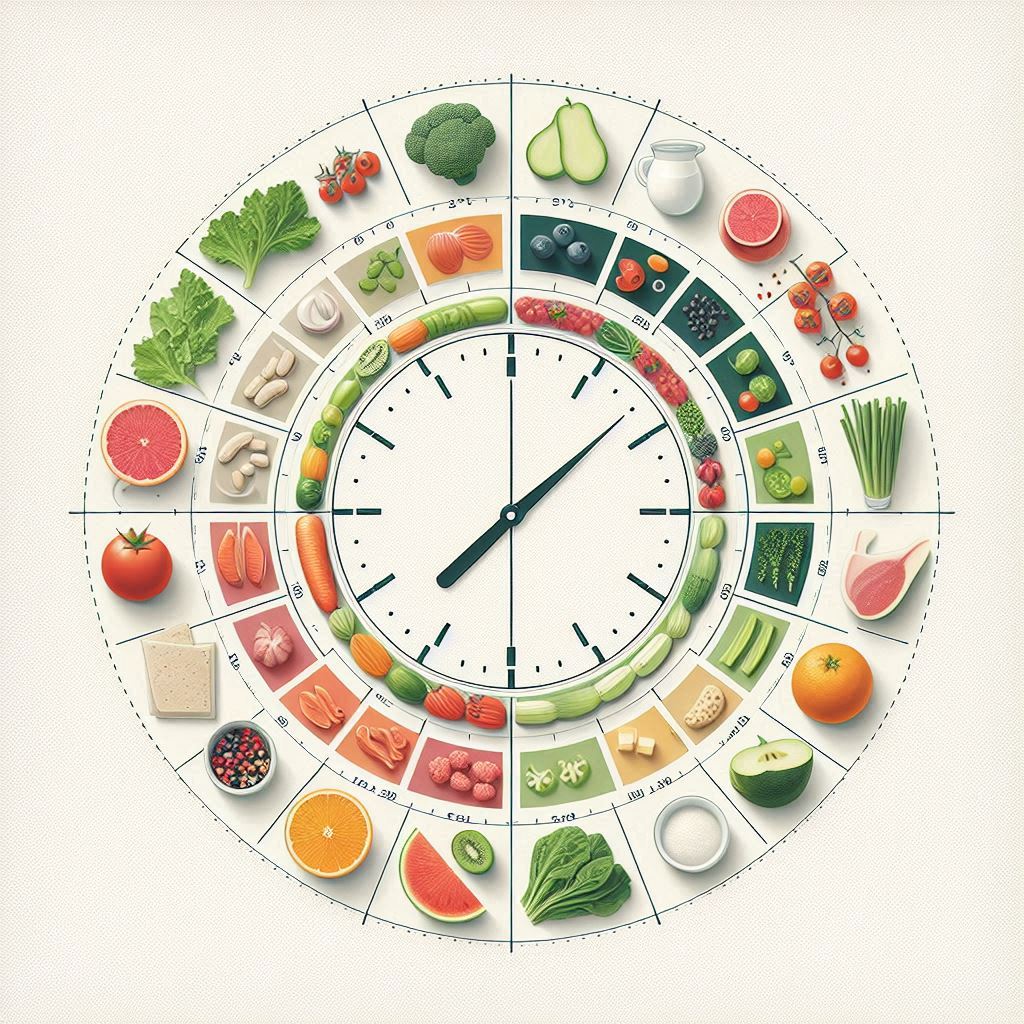 A clean and modern design featuring a clock divided into sections representing different intermittent fasting methods